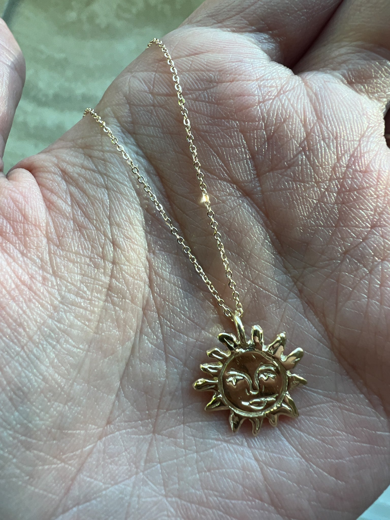 Gold Sun Talisman Necklace - Gold Sun Necklace - Dea Dia