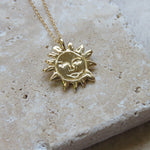 Gold Sun Talisman Necklace - Gold Sun Face - Dea Dia