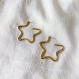 Stella Star Hoops - Gold Star Earrings - Dea Dia