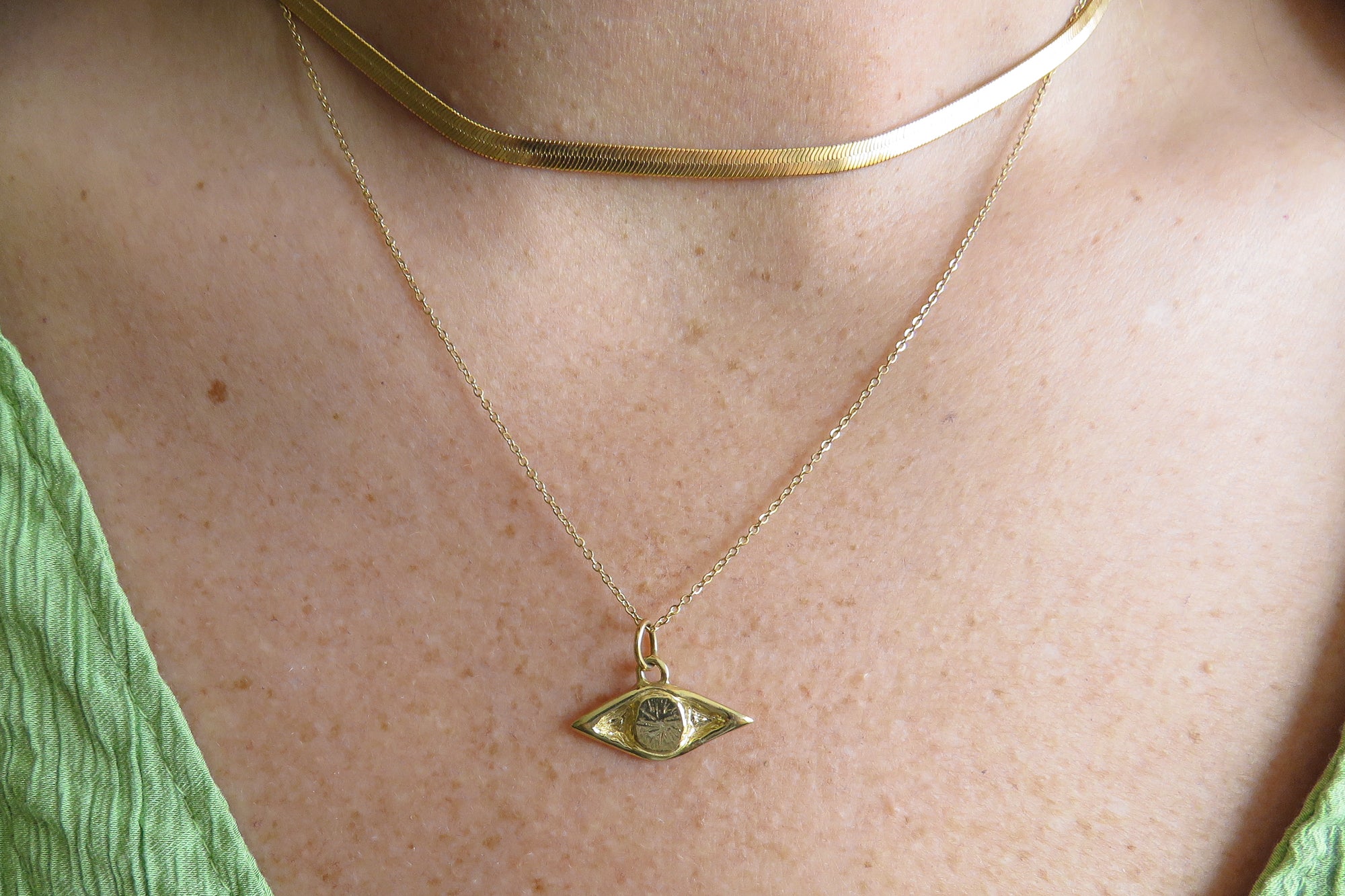 Gold Evil Eye Necklace - Evil Eye Necklace Karma and Luck - Dea Dia
