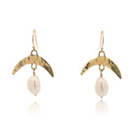 Cressida Gold Pearl Moon Earrings - Dea Dia