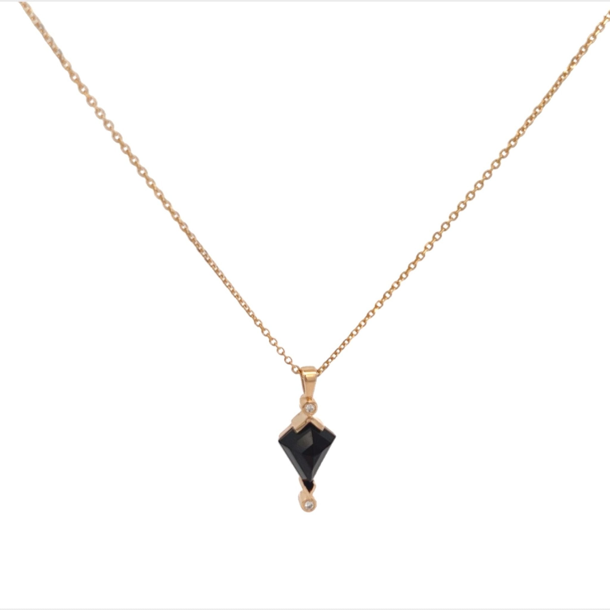 Black Spinel and Diamond Kite Necklace - Dea Dia