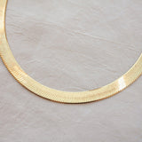 Bold Gold Herringbone Chain Necklace - Gold Herringbone Necklace - Dea Dia