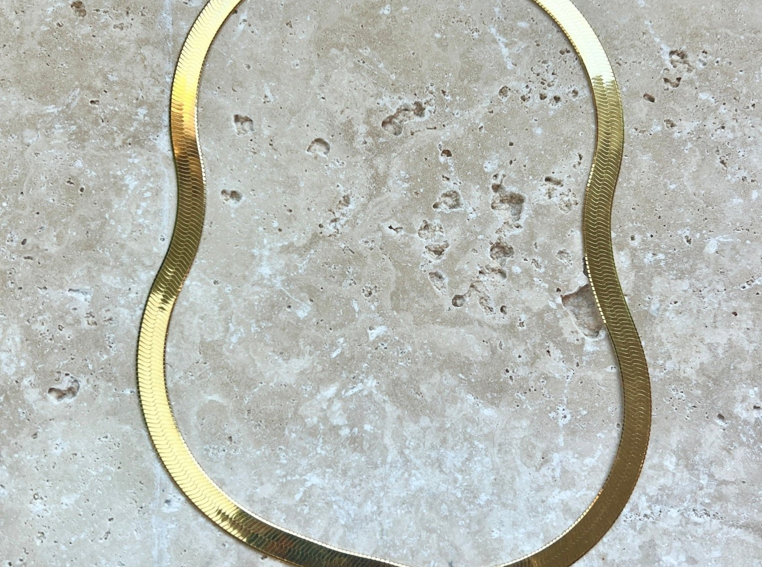 Bold Gold Herringbone Chain Necklace - Flat Gold Chain Necklace - Dea Dia