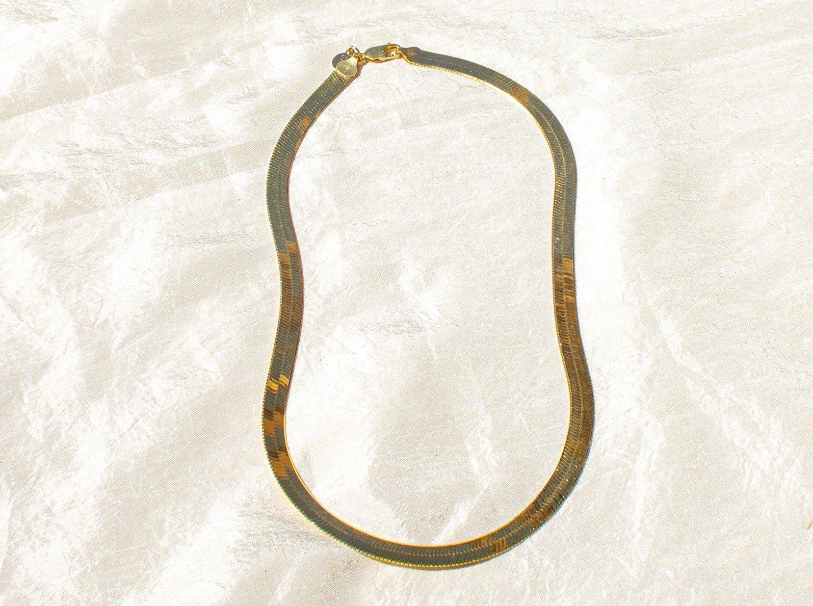 Bold Gold Herringbone Chain Necklace - Dea Dia