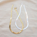 Bold Silver Herringbone Chain Necklace - Dea Dia