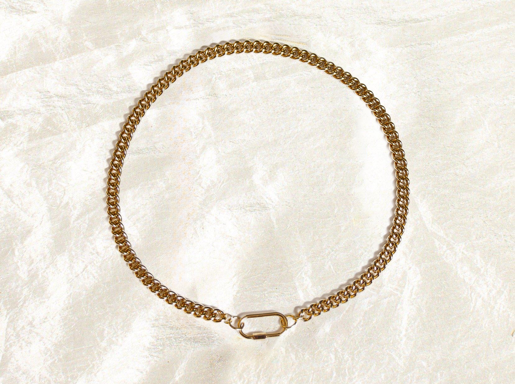 Carabiner Chunky Gold Chain Necklace - Dea Dia