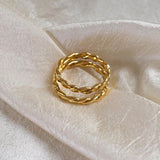 Flat Twist Ring - Thin Gold Twisted Ring Band - Dea Dia