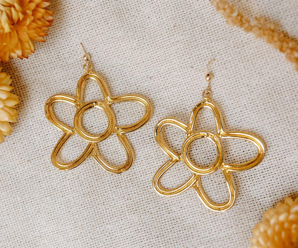 Flower Power Earrings - Gold Flower Earrings - Dea Dia