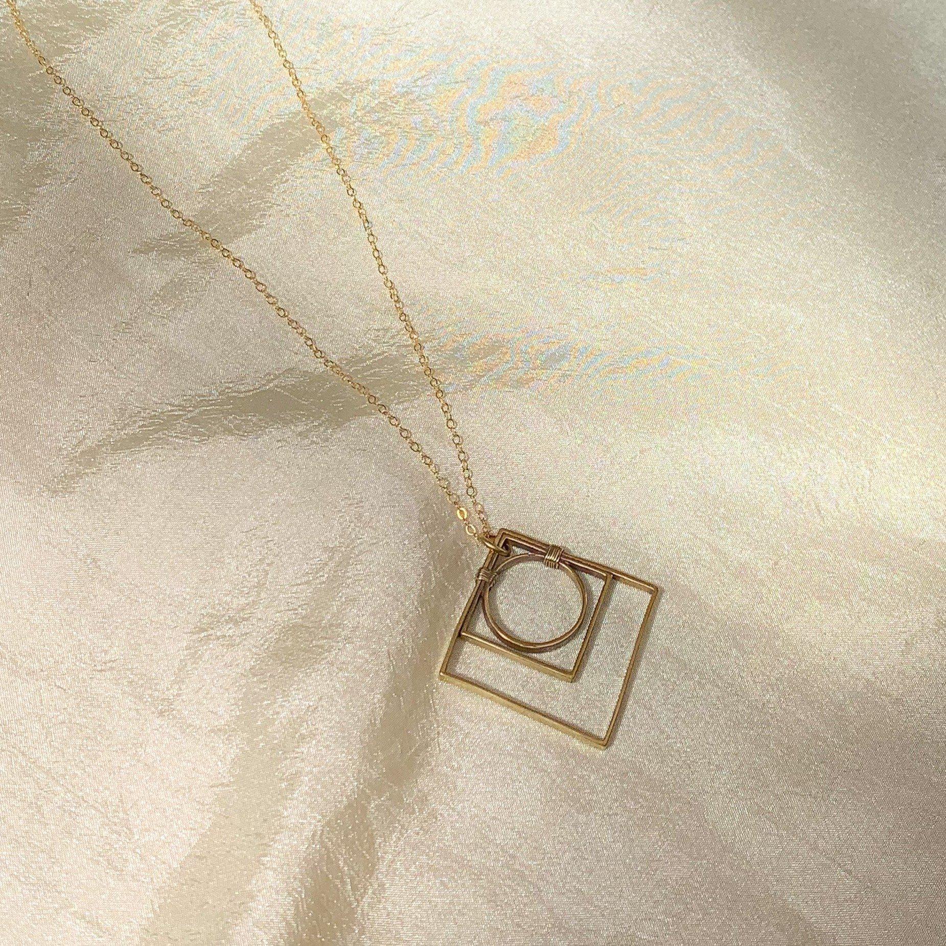 Geo Deco Necklace - Geometric Gold Art Deco Pendant - Dea Dia