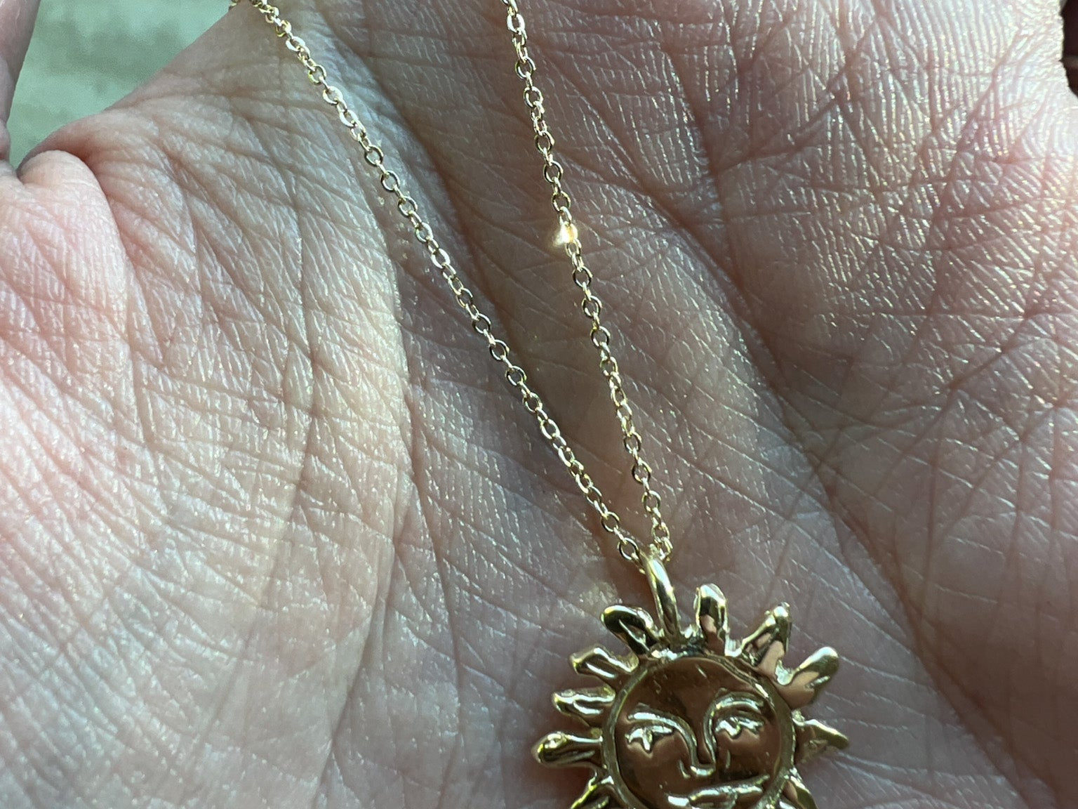 Gold Sun Talisman Necklace - Gold Sun Necklace - Dea Dia