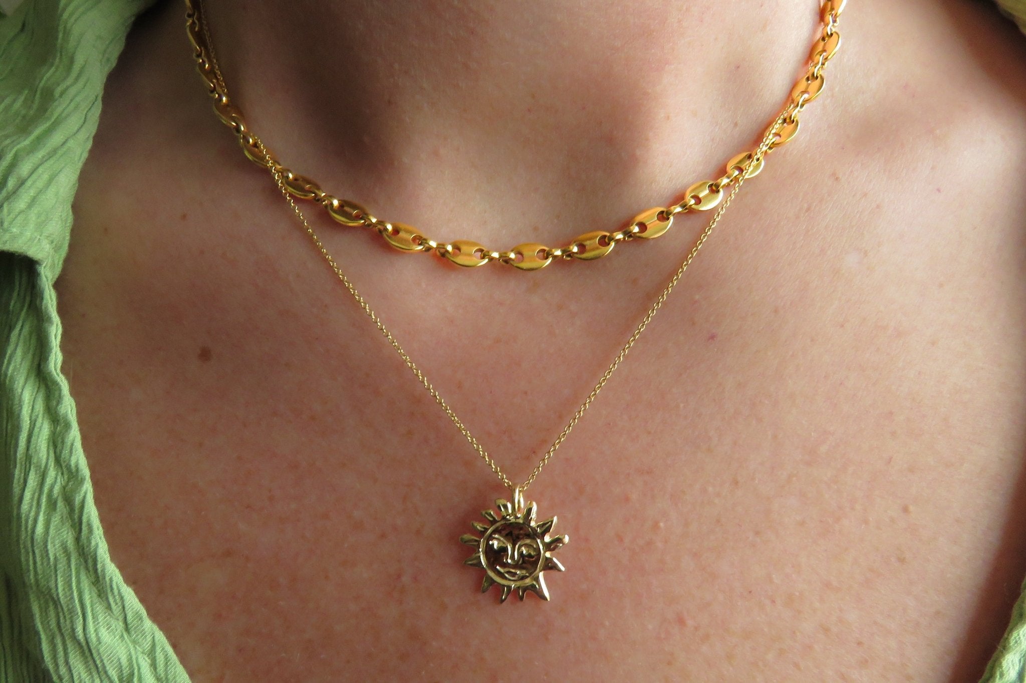 Gold Sun Talisman Necklace - Gold Sun Necklace Dea Dia
