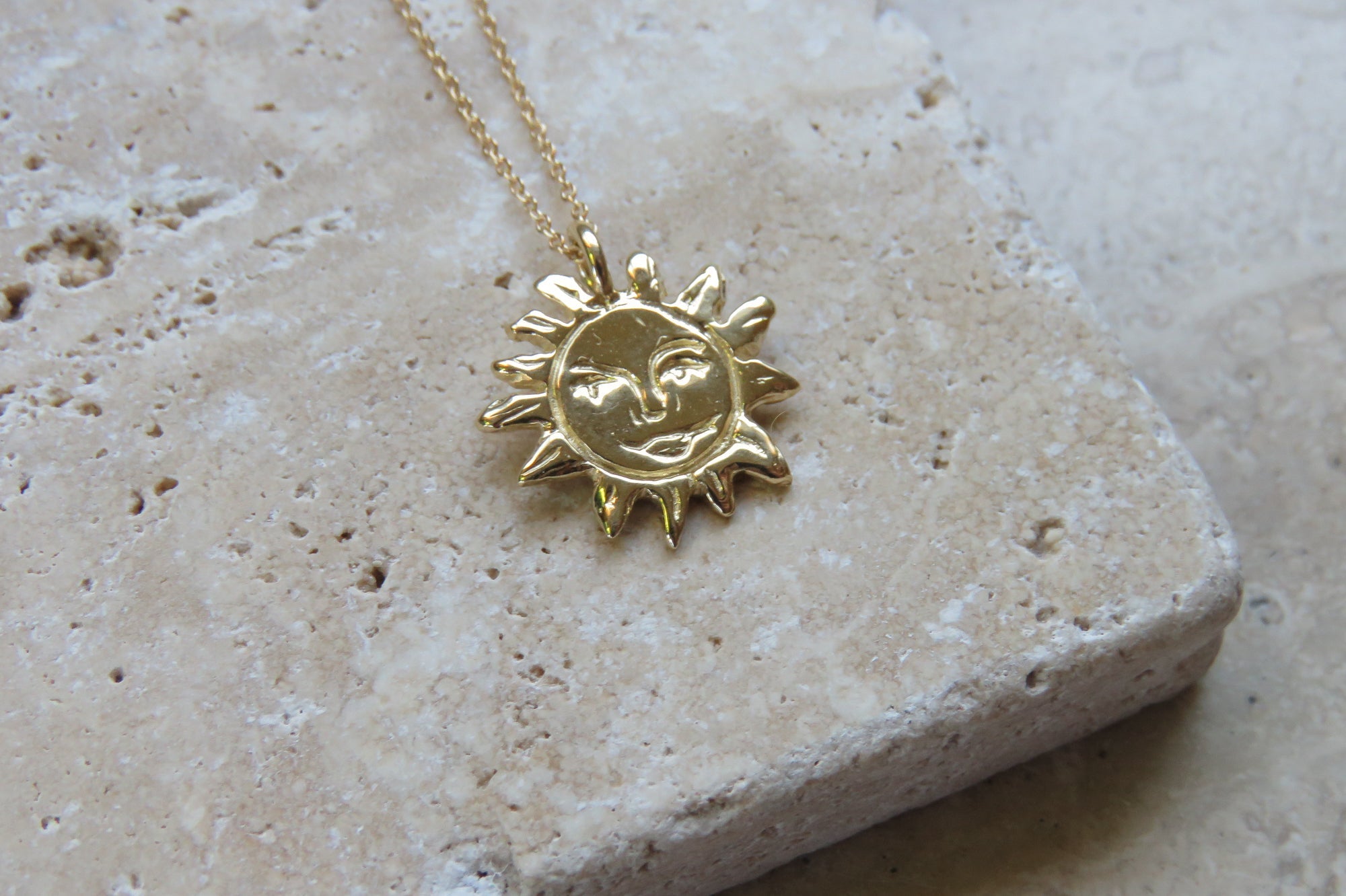 Gold Sun Talisman Necklace - Gold Sun Face - Dea Dia