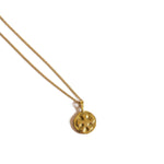 Henri Medallion Necklace - Gold Charm Necklace with Flower and Nude Woman - Dea Dia