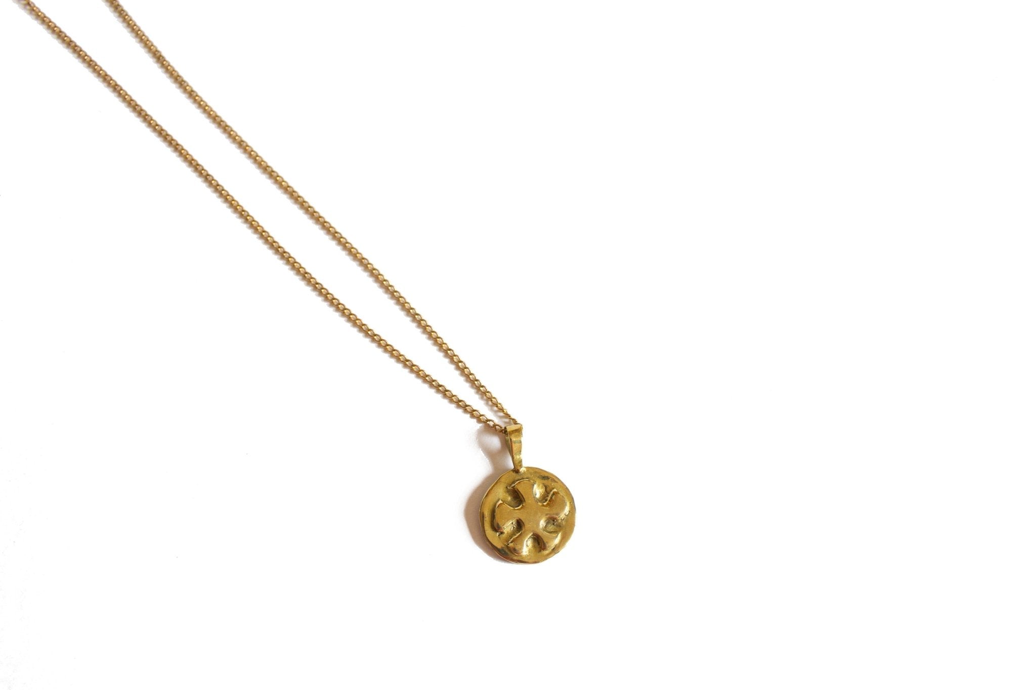 Henri Medallion Necklace - Gold Charm Necklace with Flower and Nude Woman - Dea Dia