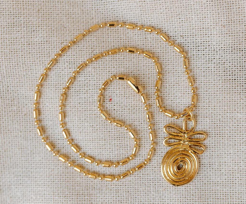 Labyrinth Spiral Gold Chain Necklace - Dea Dia