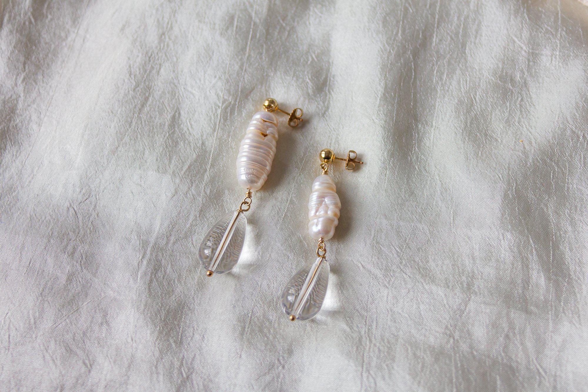 Pearl Crystal Drop Earrings - Dea Dia