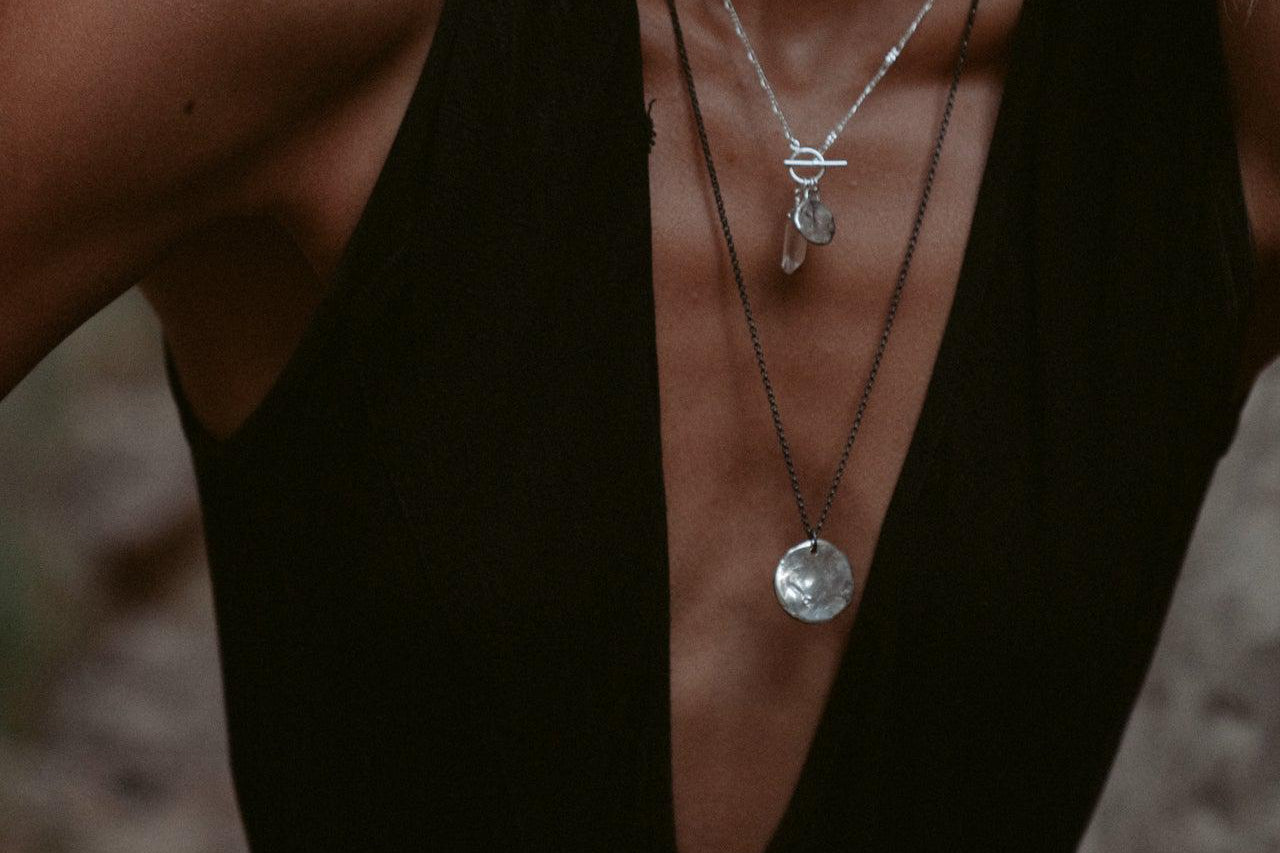 Silver Lunar Gemstone Necklace - Dea Dia