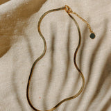Slinky Gold Flat Herringbone Chain Necklace - Dea Dia