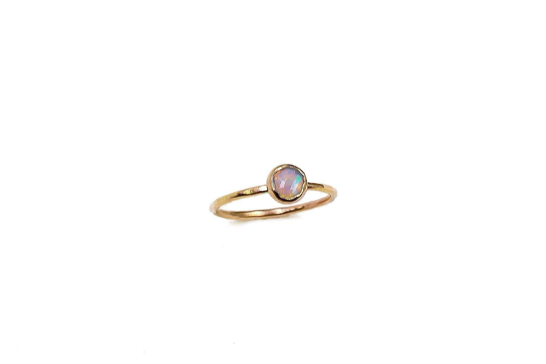 Solid Gold Opal Stacking Ring - Opal Ring - Dea Dia
