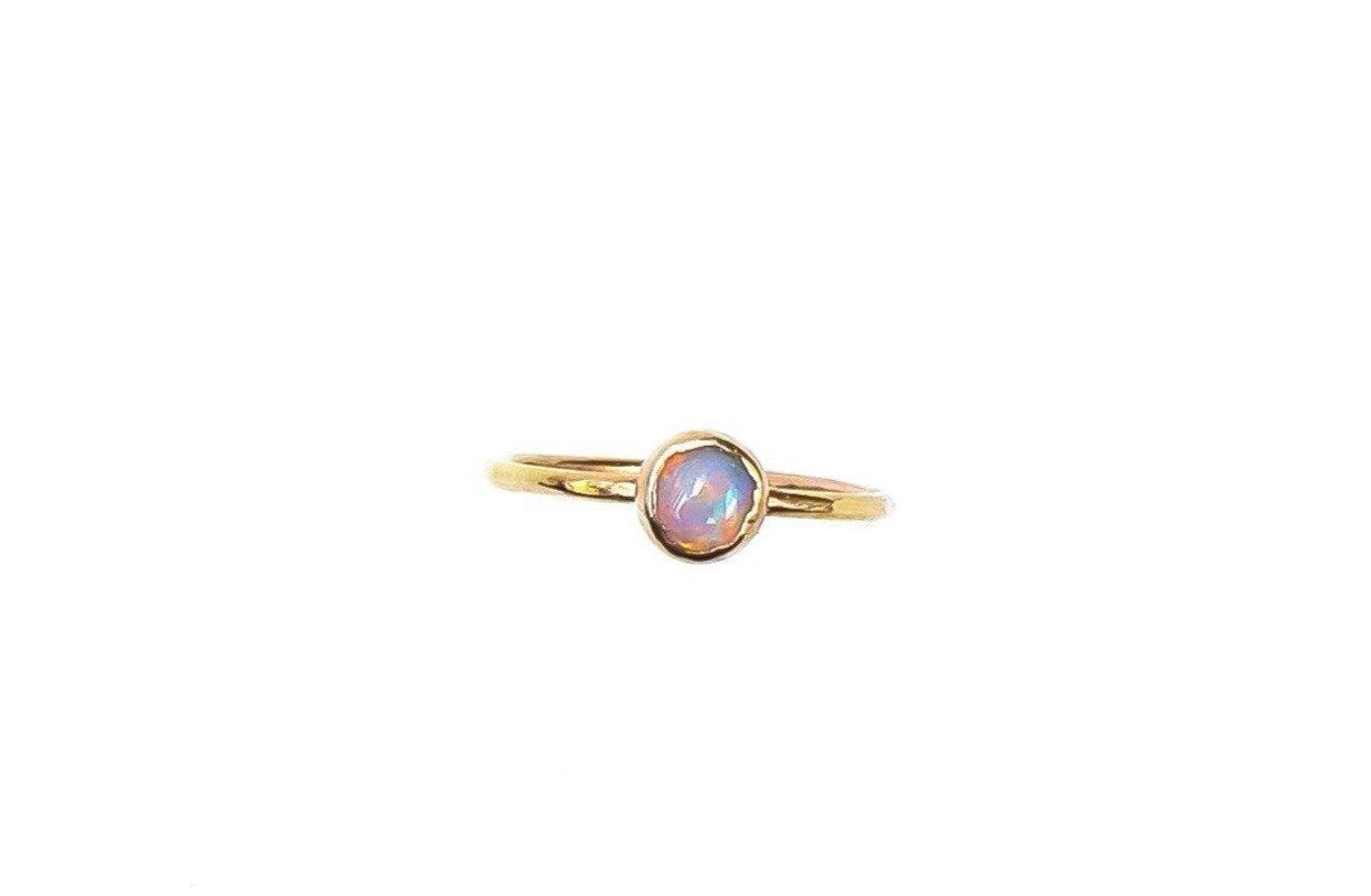 Solid Gold Opal Stacking Ring - Opal and Gold Ring - Dea Dia