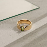 Swoopy Cigar Band Green Sapphire Ring - Dea Dia