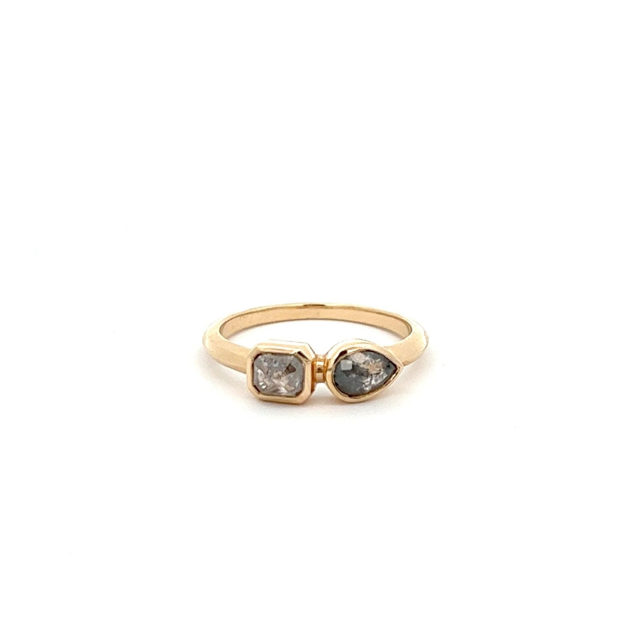 Toi et Moi Salt and Pepper Double Diamond Ring - Dea Dia